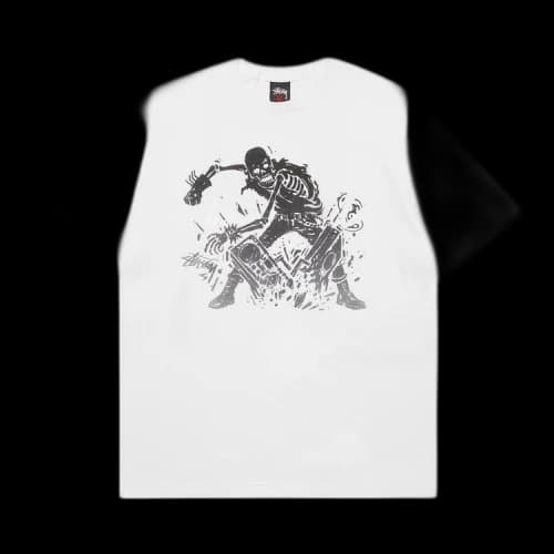 Stussy Gear Skull Man Broken Tee 'White'