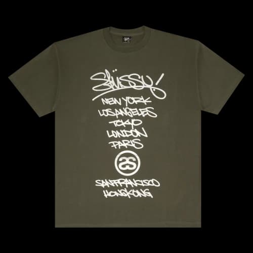 Stussy Gear Silver Script Tee 'Olive'