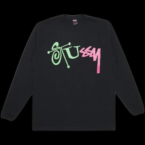 Stussy Multifont Stock Long-Sleeve 'Black'