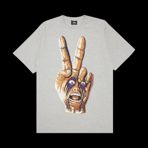 Stussy Peace Hand Tee 'Grey Heather'