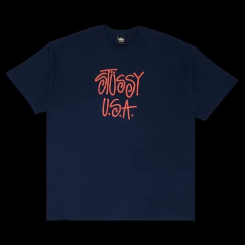 Stussy USA Tee 'Navy/Orange'