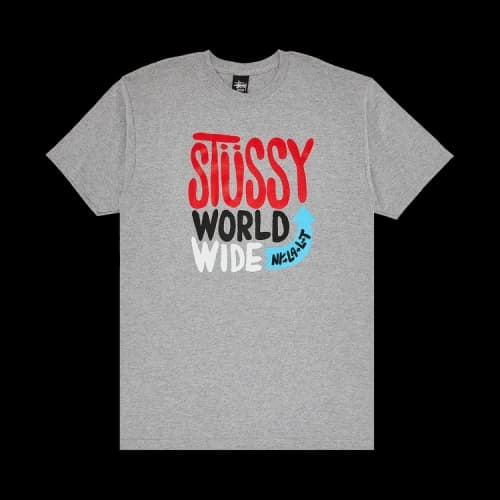Stussy World Wide Tee 'Grey Heather'
