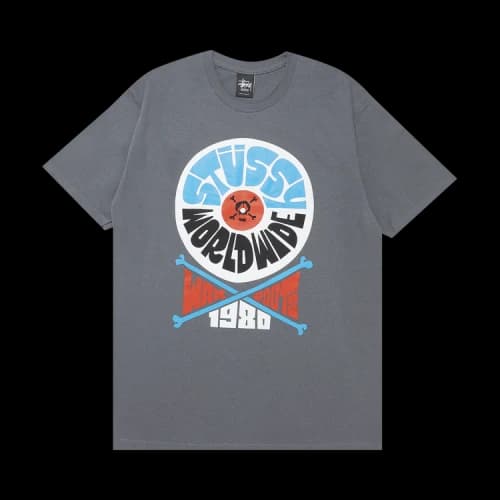Stussy World Wide Wax Roots Tee 'Charcoal'