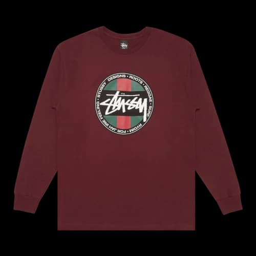 Stussy SS Stripe Dot Long-Sleeve 'Wine'