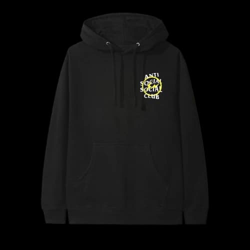 Anti Social Social Club x Fragment Design Yellow Bolt Hooded Sweatshirt 'Black'