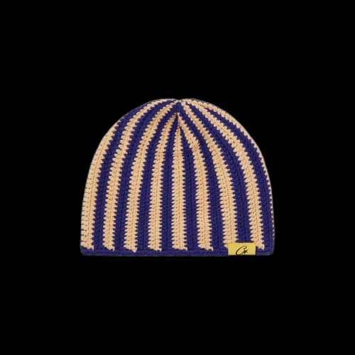 Corteiz Big Crochet Beanie 'Blue & Cream'