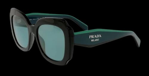 Prada Square Sunglasses Black/Azure Mirrored Internal Silver (0PR 16YS 1AB08Q)