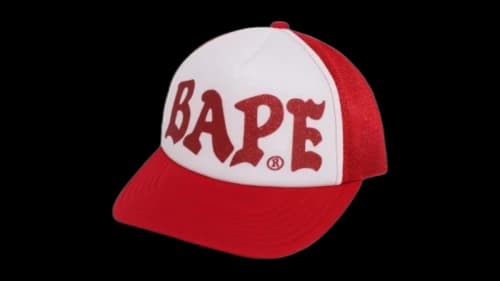 BAPE Glitter Print Mesh Cap Bright Red
