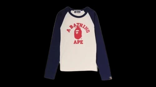 BAPE College Raglan Cropped L/S T-shirt Cream