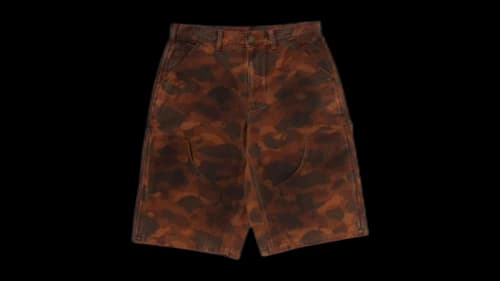 BAPE Solid 1st Camo Garment Dyed Relaxed Fit Work Shorts Sorrel