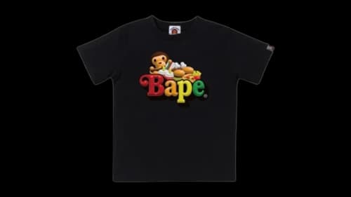 BAPE Kids 3D Milo Junkfood On BAPE Logo Tee Black