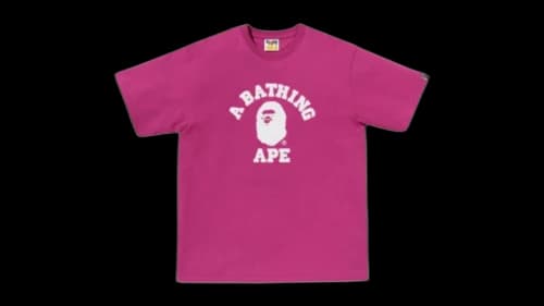 BAPE Crystal Stone Eye College tee Carmine Rose