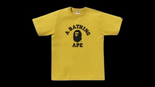 BAPE Crystal Stone Eye College tee Misted yellow