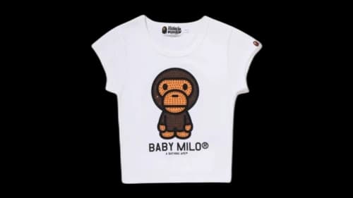 BAPE Baby Milo Crystal Stone Cropped Tee White