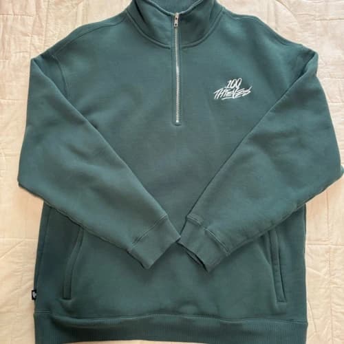 100 Thieves Foundations FW'23 1/4 Zip Sweatshirt Forest
