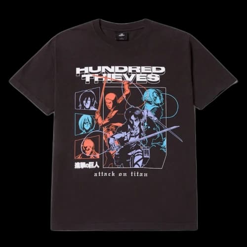 100 Thieves x Attack on Titan 3 Titans T-shirt Black