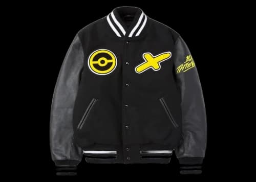 100 Thieves x Pokémon Pikachu Golden Bear Varsity Jacket Black