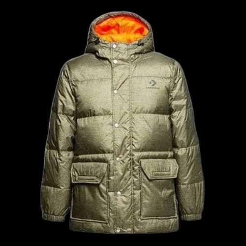 Converse Mid-length Printed Down Puffer Jacket 'Metallic Green'
