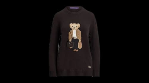 Polo Ralph Lauren Women's Fall Polo Bear Cashmere Sweater Brown