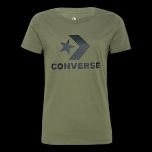 Converse Classic Logo Printing Short Sleeve Grass Green (Women's)