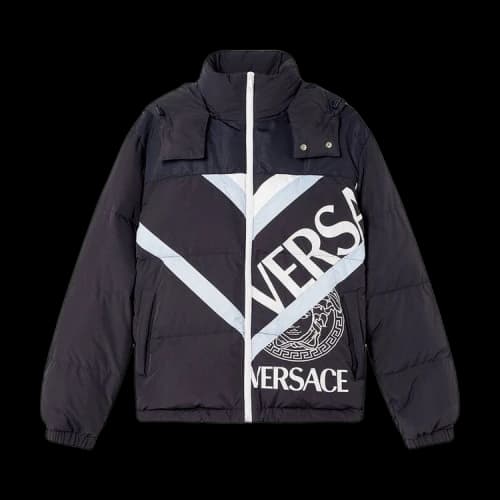 Versace Logo Puffer Jacket 'Navy'