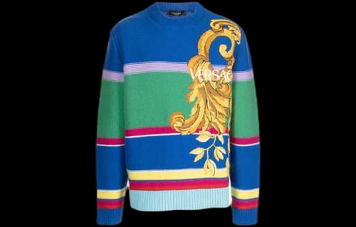 Versace Striped Barocco Knit Sweater 'Multicolor'