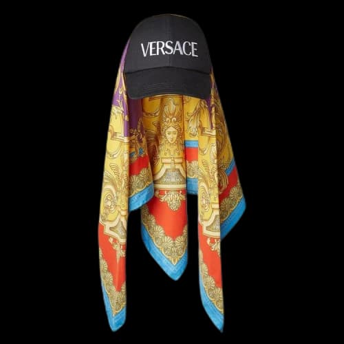 Versace Barocco Goddess Print Baseball Cap 'Black/Sun'