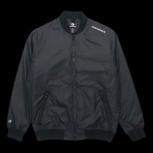 Converse Aviator Baseball Uniform Woven Windproof Zipper Jacket Autumn Black