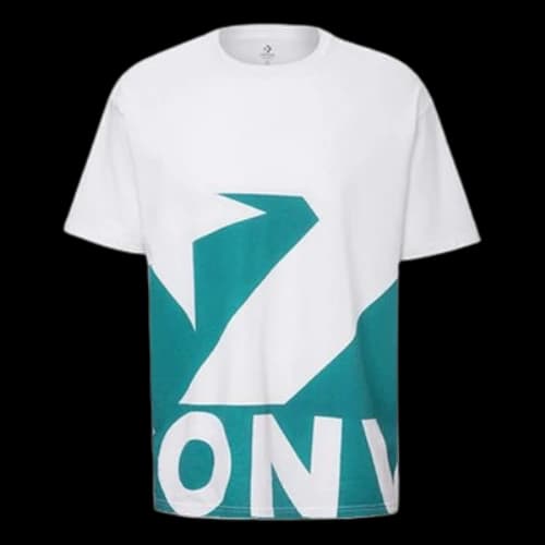 Converse Colorblock Large Logo Printing Round Neck Short Sleeve White Green