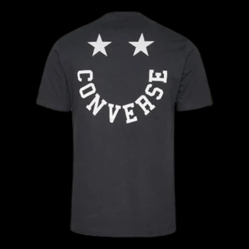 Converse Alphabet Smiling Face Printing Round Neck Sports Short Sleeve Black