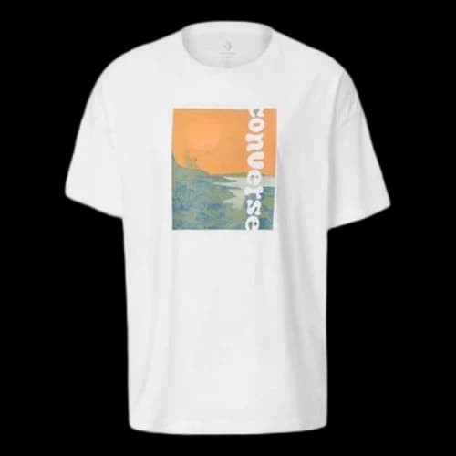 Converse landscape Alphabet Printing Short Sleeve White (Women's)