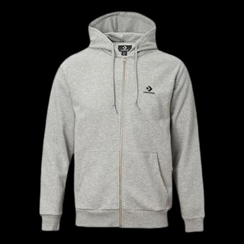 Converse Logo Cardigan hooded Drawstring Jacket Gray
