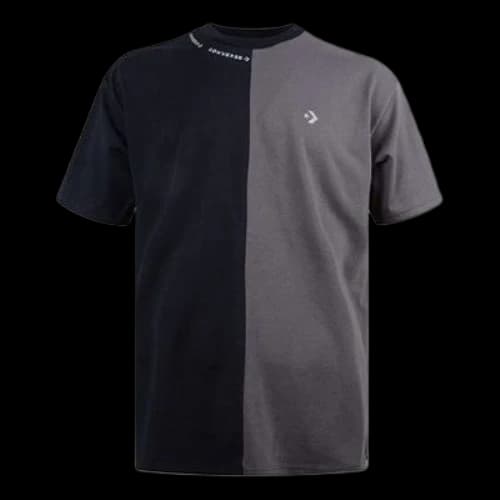 Converse two-color stitching back full-print Korean short-sleeved men grey