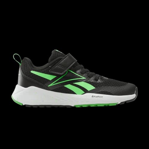 Reebok Energen Run Elastic Lace & Top Strap Little Kid 'Black Solar Lime'