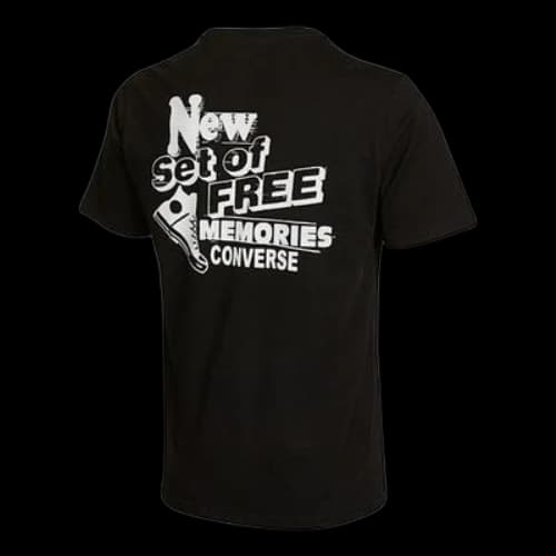 Converse Back Printing Casual Round Neck Short Sleeve Black