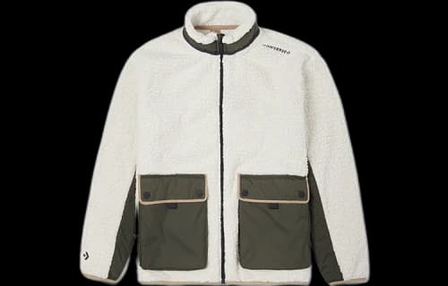 Converse Retro Contrast Color Stitching lamb's wool Jacket White