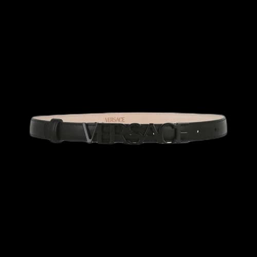 Versace Logo Thin Leather Belt 'Black'