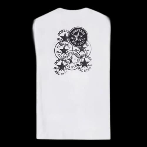 Converse Chuck Printing Knit Sports Round Neck Short Sleeve White
