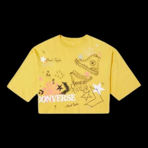 Converse NOTEBOOK DOODLE OS CROP Tee GOLD STRAW Yellow (Women's)