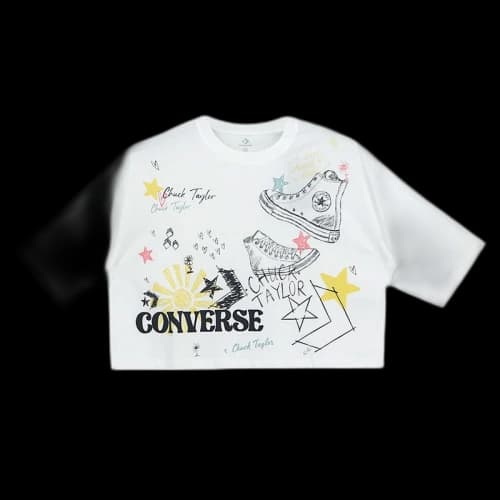 Converse NOTEBOOK DOODLE OS CROP Tee White OPTICAL White (Women's)