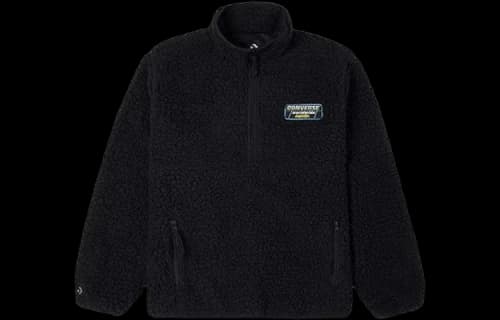 Converse Logo Half Zipper lamb's wool Stand Collar Jacket Black