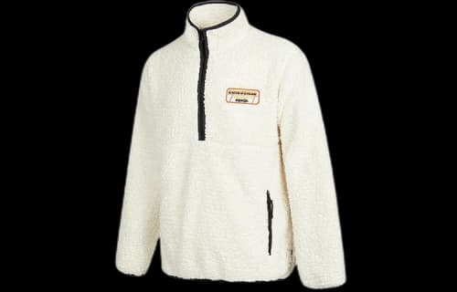 Converse Logo Half Zipper lamb's wool Stand Collar Jacket Creamy White