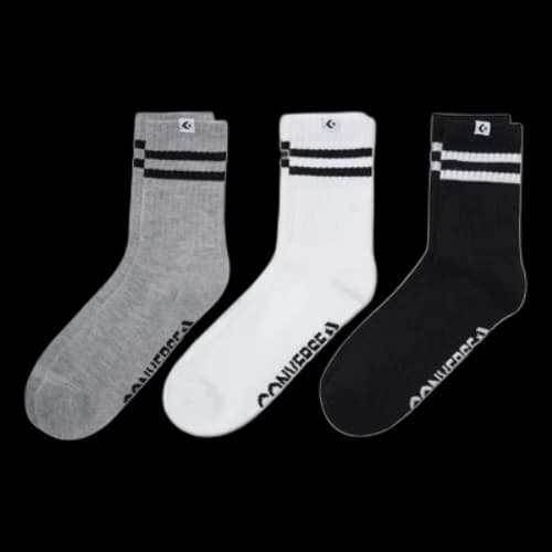 Converse Logo Stripes Quarter Socks Three Pairs 'Black Grey White'