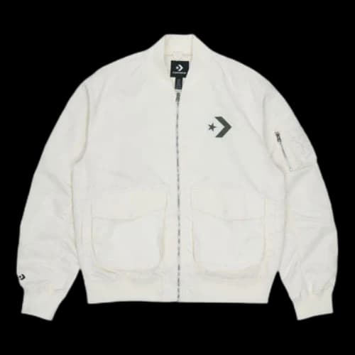 Converse SS22 Logo Loose Sports Retro aviator Jacket Couple Style White
