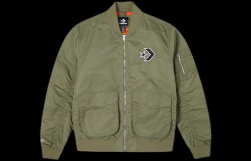 Converse Logo Loose Sports Retro aviator Jacket Couple Style Green