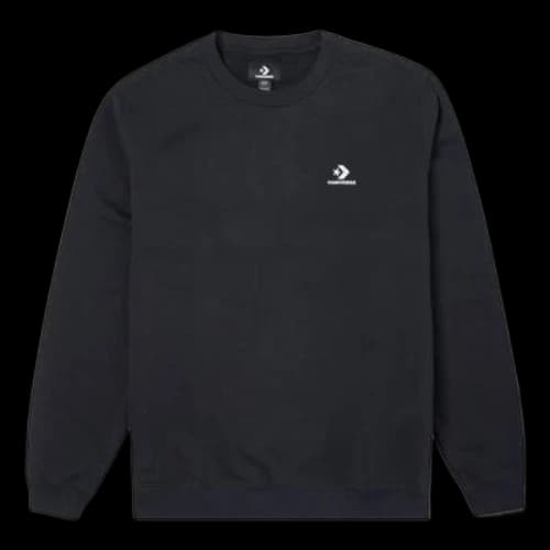 Converse Go-To Embroidered Star Chevron Brushed Back Fleece Crew Sweatshirt 'Black'