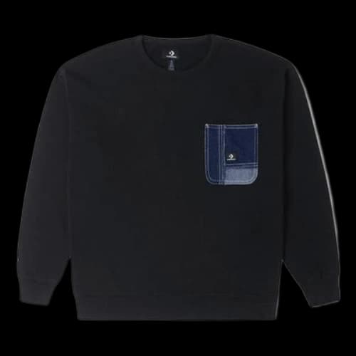 Converse Denim Patchwork Crew Sweatshirt 'Black'