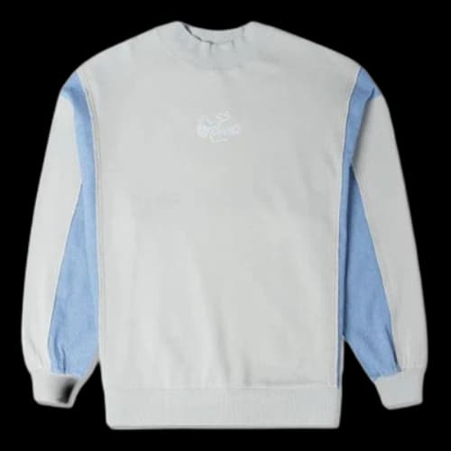 Converse Denim Patchwork Crew Sweatshirt 'Blue' (Women's)