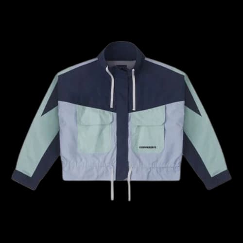 Converse Long Sleeve Short Fit Cargo Windproof Jacket 'Blue' (Women's)