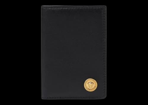 Versace Medusa Biggie (6 Card Slot 1 Cash Compartments) Bi-Fold Card Holder Black/Gold